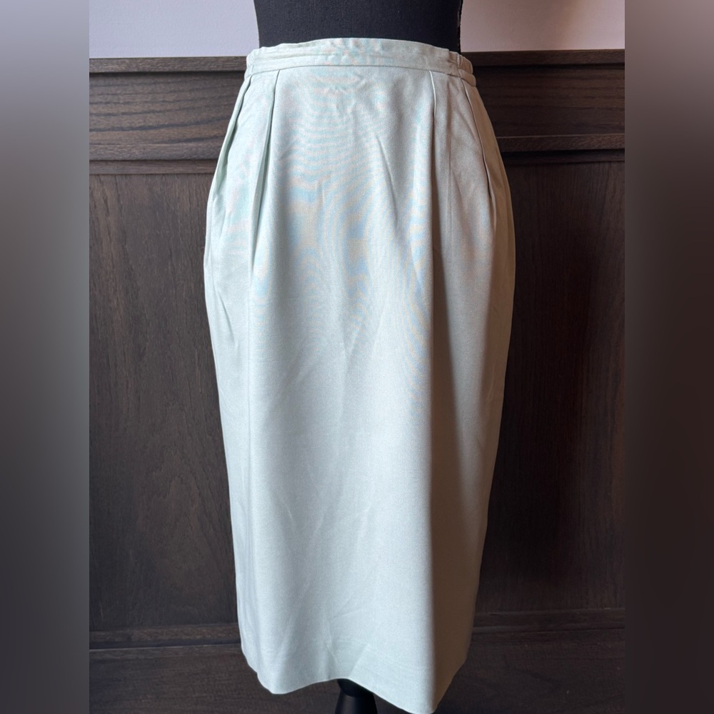 Seville light Mint Green vintage Skirt and blazerjacket Set business size 8 - Picture 6 of 8